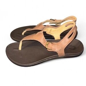 OluKai Brown and tan leather sandals Women's Size 7